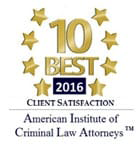 10 Best 2016 | Client Satisfaction | American Institute of Criminal Law Attorneys